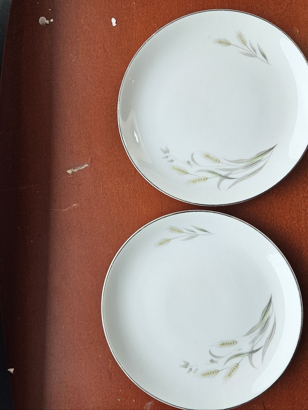 Lot of 2 Nasco Saxony Bread Plates Vintage Japan Fine China Wheat Pattern Silver